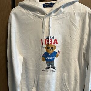New 239$ Polo Ralph Lauren, Polo Bear Fleece Hoodie Size M USA Olympics Team